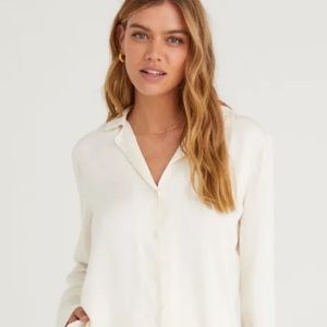 WOMEN’S BELLA DAHL ARMY GREEN BLOUSE  - SIZE‎ MEDIUM - 100% TENCELL - EUC